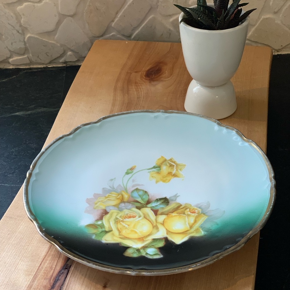 VINTAGE/ANTIQUE | Hand Painted Plate | Yellow Roses